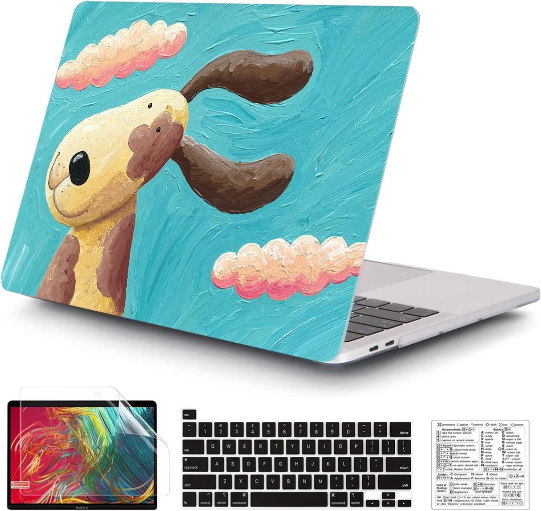 Compatible with MacBook Pro 13 Inch Case M2/M1 2025 2022-2017 A2338 A2289 A2251 A2159 A1989 A1706 A1708 Plastic Hard Shell Case&Keyboard Skin&Mac OS Keyboard Sticker (Oil Painting Dog)