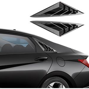 for Hyundai Elantra 2021 2022 2023 Exterior Accessories Sporty Car Rear Side Window Louvers Air Vent Scoop Shades Cover Trim Blinds 2PCS(Bright Pitch Black)