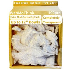 100 Large Plastic Bowl Covers Bread Proofing Elastic Reusable Fits Bowl Up to 12" Shower Caps Sourdough Bread Baking Supplies Accessories Plastic Wrap for Food Plate Cover Fresh Keeping Bag