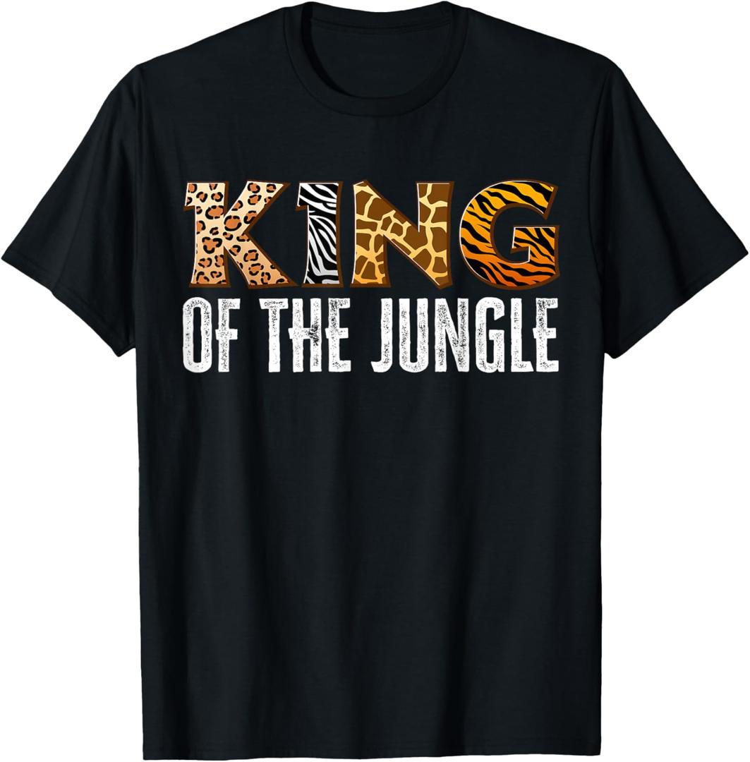 King Of The Jungle Zoo Safari Squad Family Birthday Party T-Shirt (Small, Black)