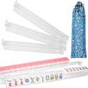 Non-Slip Mahjong Racks with Pushers, Set of 4 Clear Acrylic Tile Holders for American Mahjongg, Mahjong Accessories and Storage Bag, Transparent Mahjong Racks (Clear)