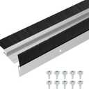 Door Brush Bottom Sweep-2 Pack Weather Stripping with 0.79 Inch Black Nylon Brush Fits for Exterior Doors and Industrial Use-1.1" Wide x 35.46" Long Aluminum Alloy Base-Silver