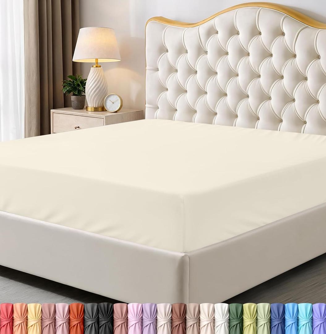 Utopia Bedding Fitted Sheet - Pack of 2 Bottom Sheets - Soft Brushed Microfiber - Deep Pockets, Shrinkage & Fade Resistant - Easy Care (Full, Ivory)