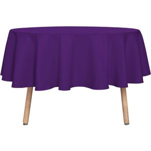 sancua Round Tablecloth - 70 Inch - Water Resistant Spill Proof Washable Polyester Table Cloth Decorative Fabric Table Cover for Dining Tables, Buffet Parties and Camping, Purple