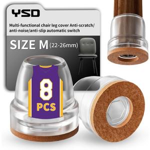 YSD 1 Inch Anti-Slip & Sliders 8 PCS 2-in-1 Felt & Silicone Floor Protectors for Hardwood, Tile| Noise Reduction, Anti-Scratch, Universal Fit
