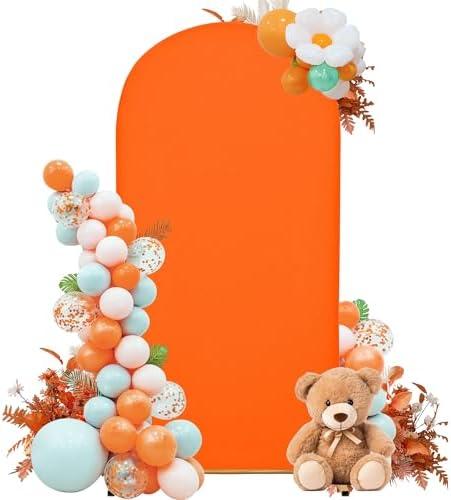 SUKAIKEQA 6FT Wedding Arch Cover – Stretchy Orange Backdrop Fabric for Small Arches, Photo Booths & Party Decor – for Birthdays, Showers & Intimate Celebrations