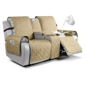 VANSOFY Loveseat Recliner Cover with Console 100% Waterproof Sofa Slipcovers Non-Slip Reclining Couch Cover Split Sofa Covers Furniture Protector for Pets, Dogs(Sand)