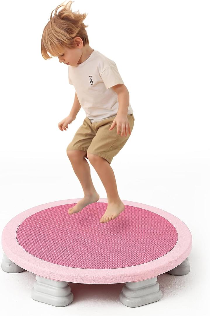 Mini Trampoline for Kids, Bounce Board, Toddlers Trampoline Indoor Outdoor, Sensory Toys, Autism Sensory Products, Baby Jump Toy Recreational (PINK)