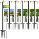 6 Pack String Light Poles for Outside, 10ft Metal Outdoor String Light Poles for Deck - Ideal for Patio, Garden, Yard, Front Porch Decorations, Black