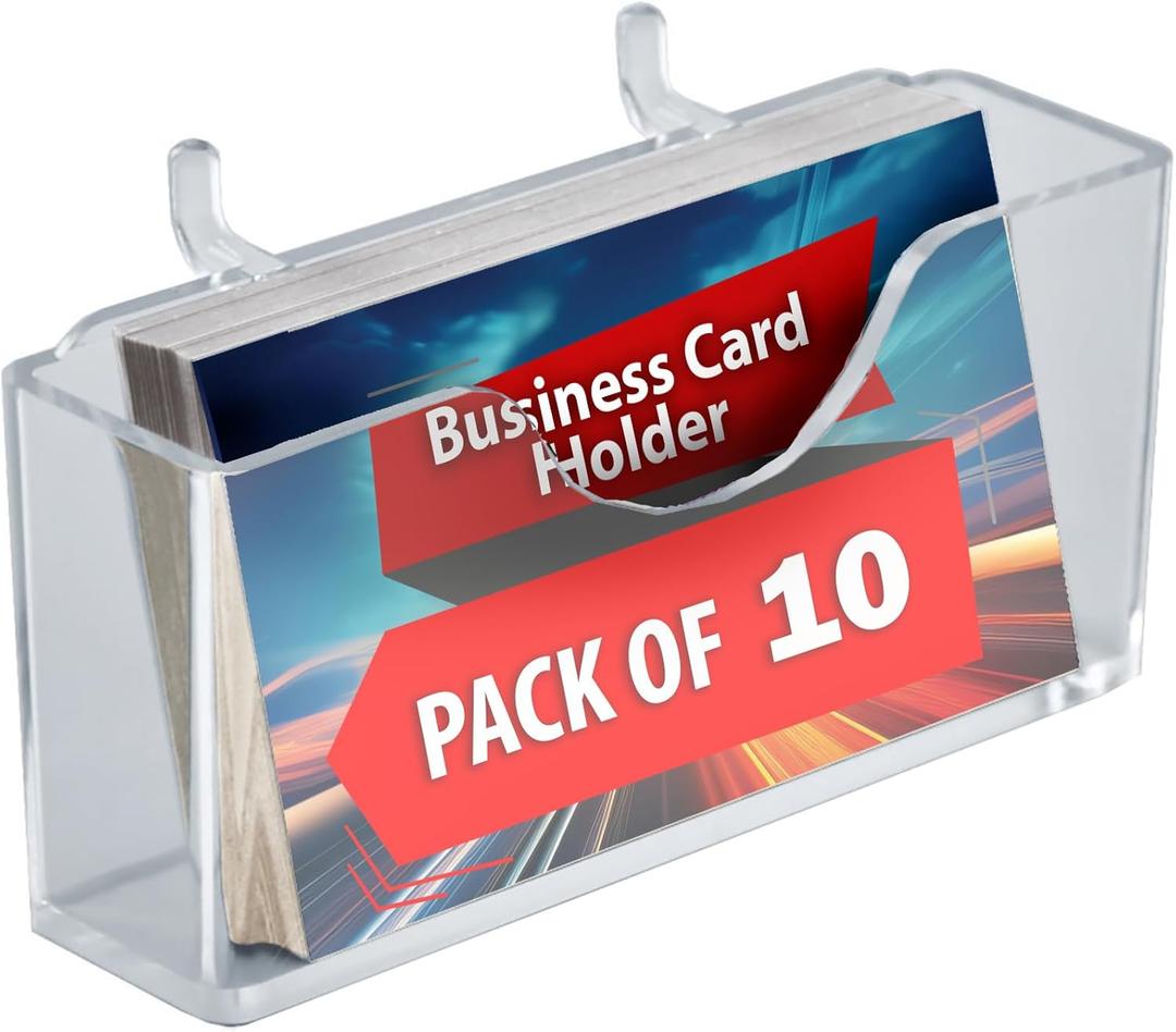 Azar Displays 252008 Business Card Holder for Pegboard/Slatwall (10 Pack)