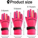 Kids Snow Gloves for Skiing Kids Mitten Winter Waterproof Girls and Boys Snow Gloves for Winter Cold Weather (8-14 years old, Red)