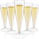 JOLLY CHEF 50 Pack Plastic Champagne Flutes Disposable 4.5 oz Clear Plastic Champagne Glasses Suitable for Wedding, Thanksgiving Day, Christmas