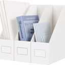 JiaWei White Magazine File Holders, 3 Packs Sturdy Cardboard File Rack, Office Organization Desktop Storage File Box Binder for Shelves and Desk, Folder Holder for Office or Classroom