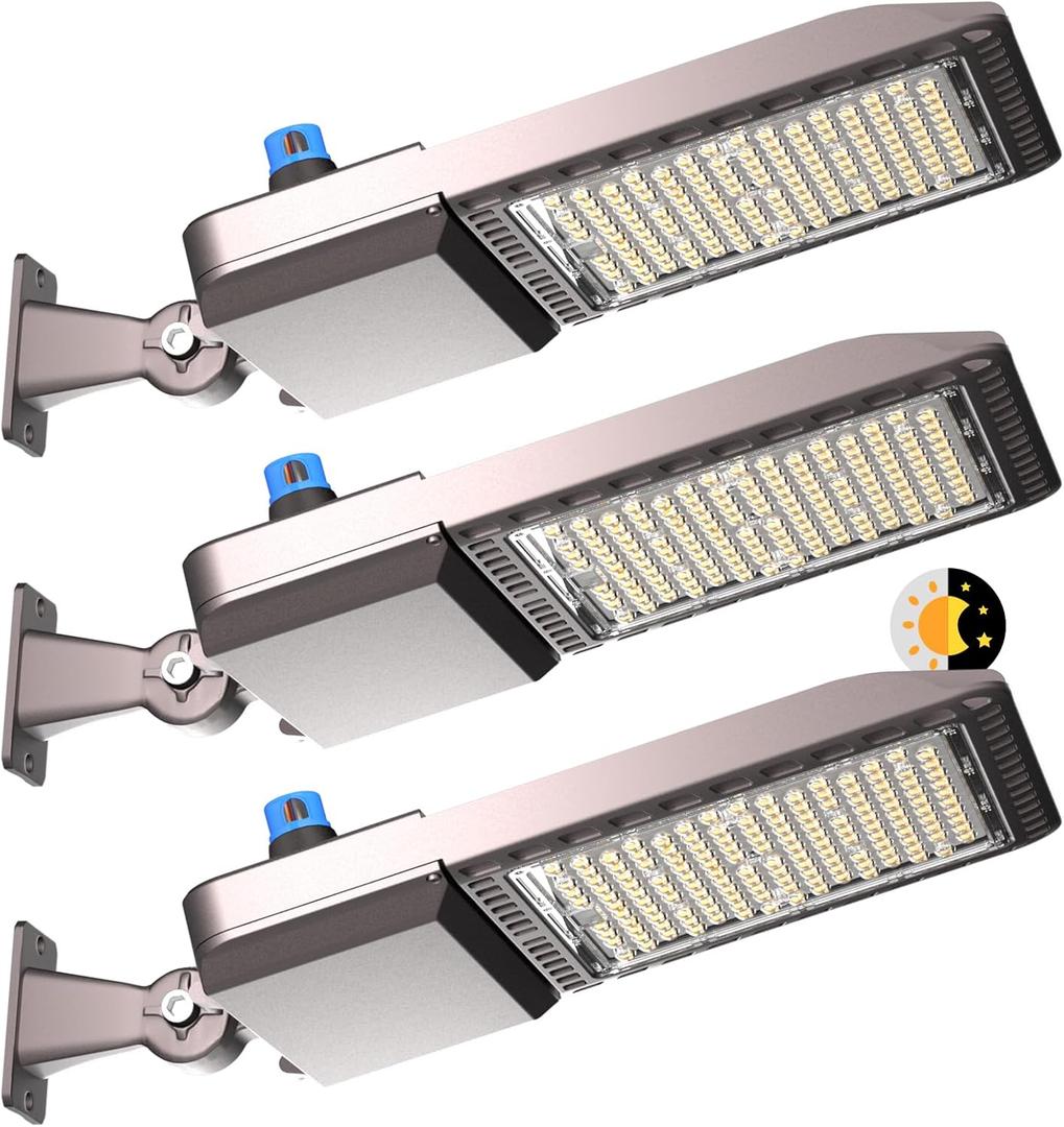 Lightdot 400W(486x1W) LED Parking Lot Light 5000K Arm Mount Parking Lot Lighting (60000Lm Eqv 1600W HPS) ETL Listed LED Pole Lights Outdoor with Smart Dusk to Dawn Photocell -3Pack