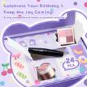 Glam Code Girls Makeup Gift Set for Teens, Happy Birthday Box, Makeup Kit for Teenager Girls, Birthday Surprise 24 Pcs Mystery Makeup Box with Mirror #Purple