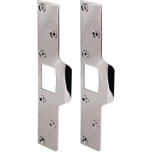 Prime-Line U 9476 Maximum Security Latch Strike, 1-1/4 in. x 7-7/8 in., Steel, Chrome Plated (Single Pack) (Pack of 2) (1 Count (Pack of 2))