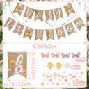 Baby in Bloom Baby Shower Burlap Banner, Flower Themed Baby Shower Decorations with Green Leaf String and Artificial petals and little Butterfly Decorations for Girls