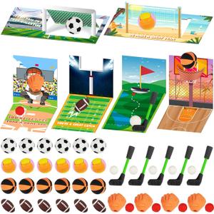 Poen 60 Set Valentine's Day Sports Game Cardswith Ball Erasers for Kids Valentine Classroom Gift Exchange Prizes School Funny Sport Eraser Valentines Party Favors