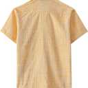 JOGAL Boys Chambray Shirts Short Sleeve Button Down Casual Cotton Woven Shirt with Two Pockets for Kids 6-14 Years