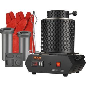 VEVOR Electric Melting Furnace, 1350W Electric Gold Smelting Furnace Kit, 2102/1150 Electric Furnace with 1kg and 3 kg Graphite Crucibles for Melting Gold, Silver, Copper, Aluminum