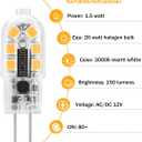 G4 LED Bulbs 12V 20W Halogen Bulb Replacement, HengBo G4 Bi Pin Base JC Type T3 Light Bulb Warm White 3000K for Under Cabinets Home Lights, Non-Dimmable, (Pack of 10)