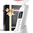 Face Massager Portable Charging Dock, Red Light Therapy for Face and Neck, 3 Heat Settings, Vibrating Face Massage, 9-Color & 30-Day Battery | Home Spa Travel Skincare - White