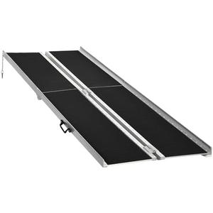 HOMCOM Wheelchair Ramp 5FT, Folding Aluminum Threshold Ramp with Non-Slip Surface, Transition Plate, Weight Capacity for Home, Doorways, Curbs, Steps