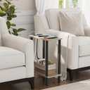TUTOTAK Small End Table with Charging Station, Narrow Side Table with USB Ports and Outlets, Skinny Sofa Table, Slim Nightstand, Living Room, Bed Room, Greige TB01BG060, 2-Tier7.9"D x 15.8"W x 22.5"H