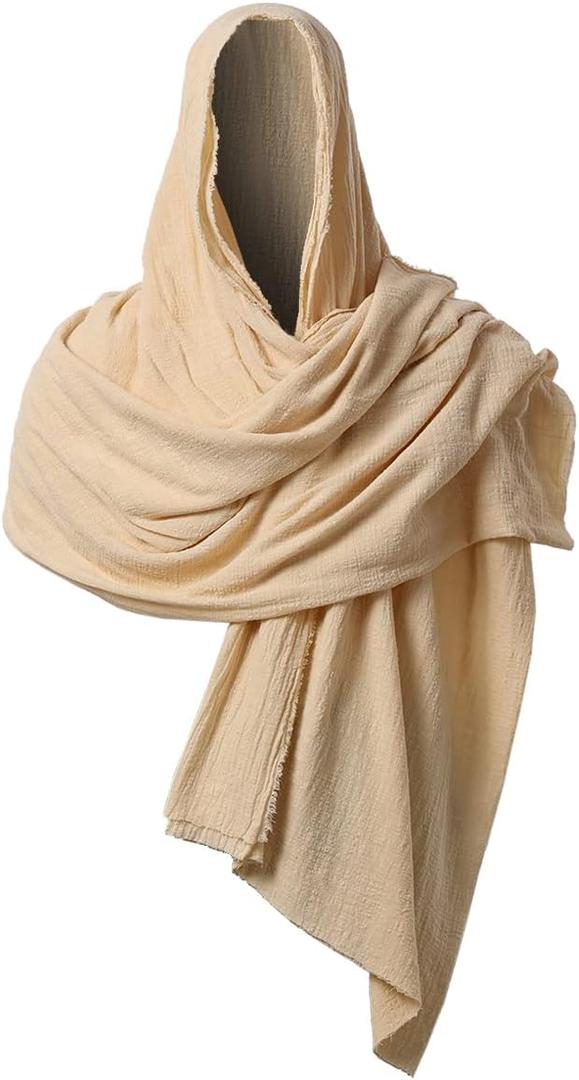 GRACEART Post Apocalyptic Shawl Scarf Shaman Cowl Medieval Costume Sash (08-beige)