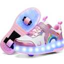 Nsasy Girls Boys Roller Shoes with LED Light Up Wheels Sneakers Kids Roller Skates Shoes for Kids for Children Size 33