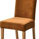Velvet Chair Slipcovers for Dining Room Stretchy Super Soft Parson Chair Seat Covers Chair Protectors for Party Pet Protection (Set of 6, Camel)