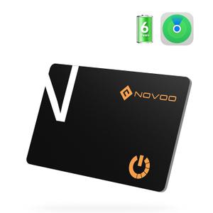 NOVOO Air Locator Tag (iOS Only) Wallet Tracker Card with Apple Find My, Smart Card Bluetooth Tracker, 6 Years Battery, IP68 Waterproof, 1.6mm Keys Finder and Item Locator for Keys, Bags, Passport (1 Pack Black)