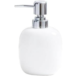White Ceramic Soap Dispenser,12 OZ Leak-Proof Pump,Refill Countertop Hand Liquid Lotion Dispenser for Bathroom Kitchen(White Oval)