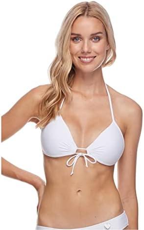 Body Glove Smoothies Baby Love Solid Molded Cup Triangle Push Up Bikini Top Swimsuit, L, White
