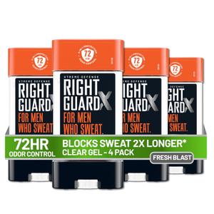 Right Guard Xtreme Defense Antiperspirant Deodorant Gel, Fresh Blast Scent - 5-in-1 Deodorant Men Can Trust, 72-Hour Odor Control, Invisible Gel for Men, 4 oz (4 Pack)