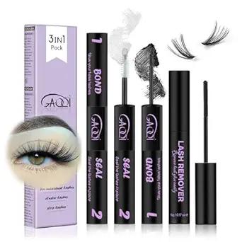 GAQQI Lash Cluster Glue, Lash Bond and Seal Waterproof, Bond & Seal Eyelash Glue for Clusters, Eyelash Adhesive Black LongLasting 72H, LatexFree（5ml+5ml）