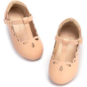 THEE BRON Girl's T-Strap Flats Toddler/Little Kid Ballet Mary Jane Party Dress Shoes