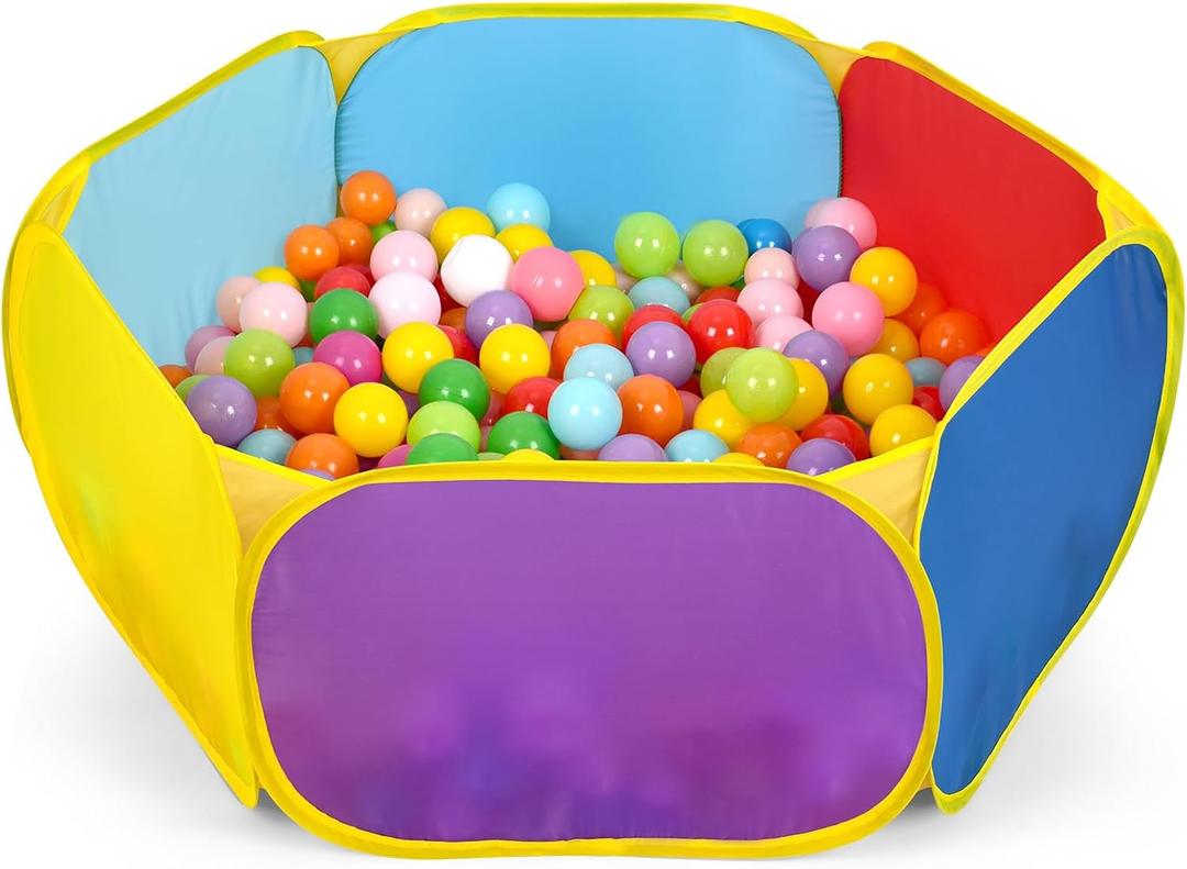Eocolz Kids Ball Pit Large Pop Up Childrens Ball Pits Tent for Toddlers Playhouse Baby Crawl Playpen with Basketball Hoop and Zipper Storage Bag, Balls Not Included (1M Multicolor)