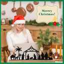 Metal Nativity Sets for Christmas Decorations Black Metal Nativity Scene with Wooden Base for Xmas Home Indoor Mantel Tabletop Office Kitchen Table Shelf Decor (Classic)