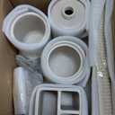 Resin Beige Bathroom Accessories Set 5 Pcs, Lotion Soap Dispenser, Toothbrush Holder, Bathroom Tumbler, Qtip Holder and Vanity Tray, Bathroom Countertop Organizer Set for Modern Home Apartment