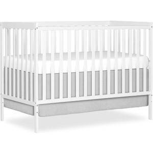 Dream On Me Synergy 5-in-1 Convertible Full-Size Baby Crib with Toddler, Day & Full Bed Conversion in White, GreenGuard Gold & JPMA, 3 Mattress Heights, Sustainable Pinewood