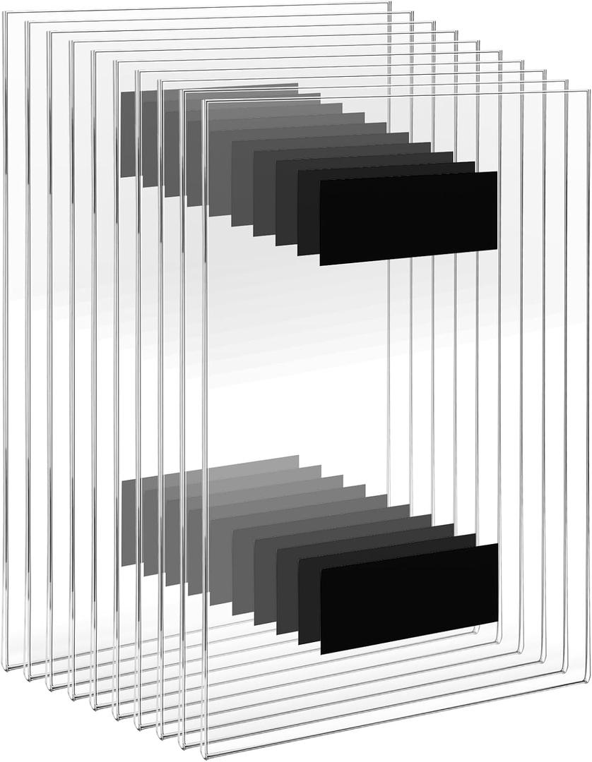 Maitys 10 Pack Magnetic Sign Holder 8.5 x 11 Acrylic Vertical U Display Frame with Magnetic Strips Clear Document Holder for Office, Home, Store, Restaurant, Landscape
