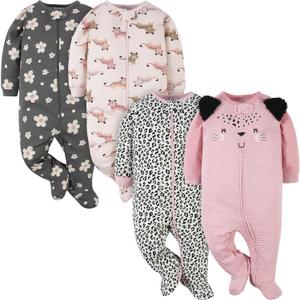 Gerber Baby-Girls 4 Pack Sleep 'N Play Footie (0-3 Months)