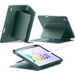 ESR for iPad A16 Case, iPad 11th/10th Generation Case (2025/2022), Vertical Stand Cover, Multi Stand Angles, Ultra-Stable Cover with Pencil Holder, Flip Series, Green