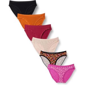 Amazon Essentials Women's Breathable Cotton Bikini Brief Underwear with Full Coverage, Multipacks (Dots/Floral/Multicolor)