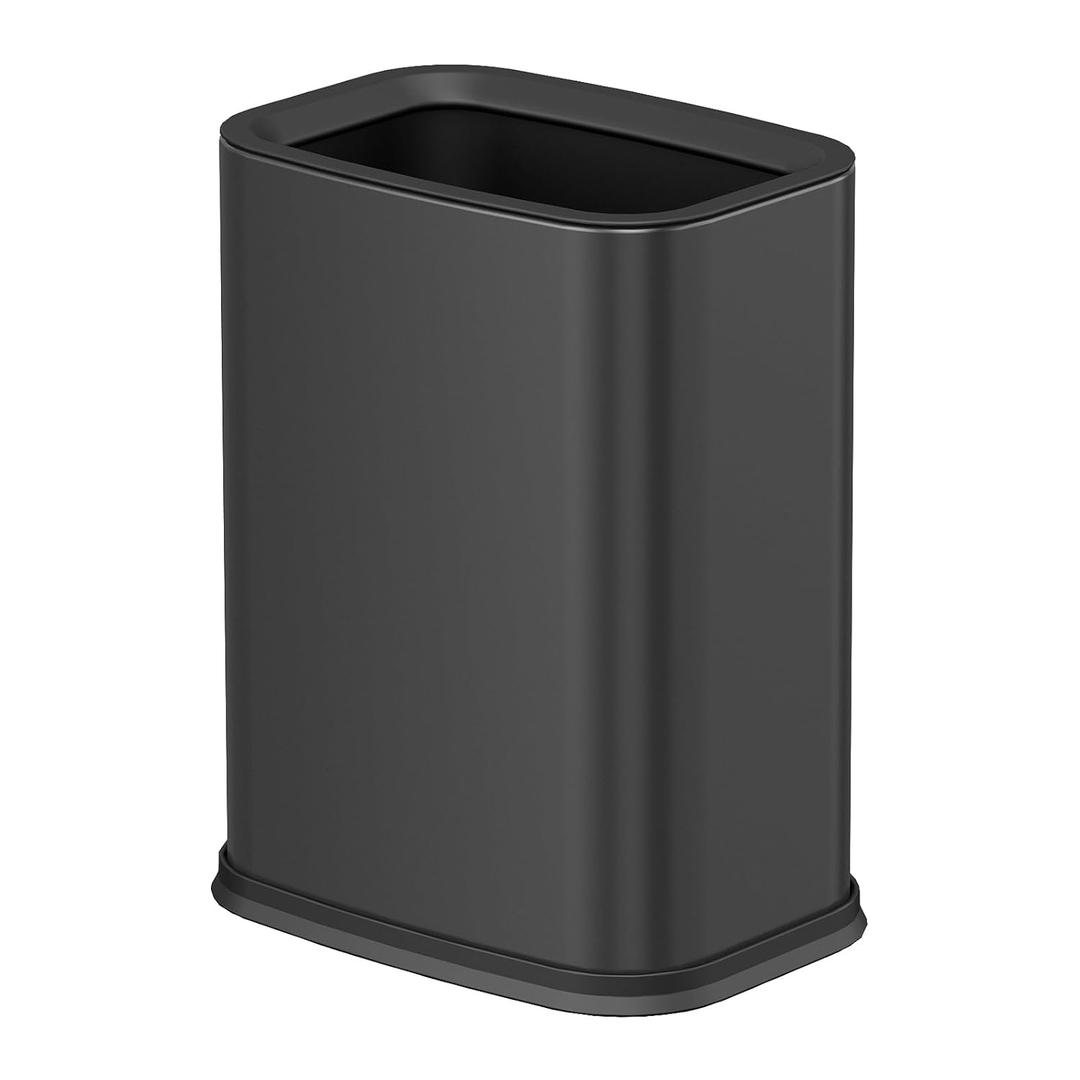2.6 Gal Black Bathroom Trash Can,Metal Waste Baskets with Removable Inner Bucket,Small Office Garbage Can
