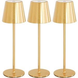 Uuffoo 3 Pack Cordless Table Lamp Rechargeable 5000mAH Battery Operated Lights Touch Control LED Portable Desk Lamps 3 Color Dimming for Outdoor Coffee Bedroom Kitchen (Gold)