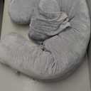 Momcozy Pregnancy Pillow, Original F Shaped Maternity Pillow for Pregnant Women with Adjustable Wedge Pillow, Full Body Support Pregnancy Pillows for Side Sleeping with Velvet Cover, Grey