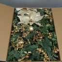 Pre-lit 9ft Christmas Garland with Gold Berries and Balls,Pine Cone,Golden Flower and 50 Battery Operated Soft White LED Lights with Timer,Artificial Holiday Decoration Door Outdoor