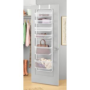 Whitmor Over The Door Organizer - 6 Sections - Pantry, Bathroom, Accessory Organizer - Metal and Mesh , White